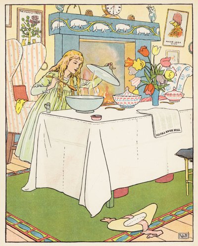 Os Três Ursos (litografia a cores) de Leonard Leslie Brooke