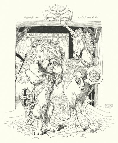 O leão e o unicórnio, estavam lutando pela coroa (gravura) de Leonard Leslie Brooke