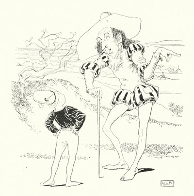 O homem no deserto perguntou-me, quantos morangos cresceram no mar (gravura) de Leonard Leslie Brooke