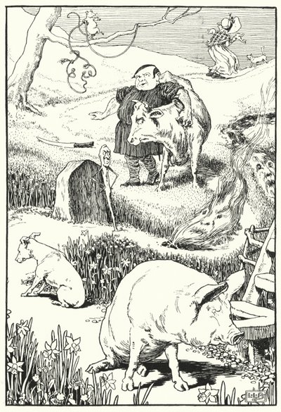 A velha mulher e o seu porco (gravura) de Leonard Leslie Brooke