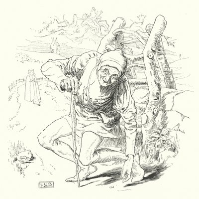 Havia um homem torto, e ele foi uma milha torta (gravura) de Leonard Leslie Brooke