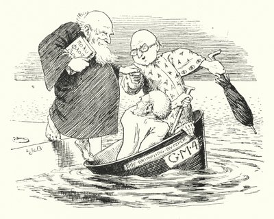 Três sábios de Gotham, foram para o mar em uma tigela (gravura) de Leonard Leslie Brooke