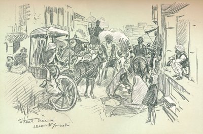Uma cena de rua em Nova Deli, c1903 de Leonard Raven Hill