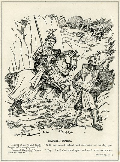 O Partido Trabalhista se recusa a se juntar a Lloyd George em matar o dragão do desemprego, 1921 de Leonard Raven Hill