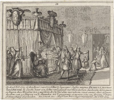 A morte de Pedro, o Grande, em 8 de fevereiro de 1725, 1727 de Leonard Schenk