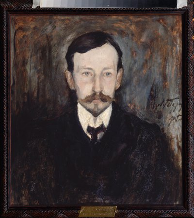 Retrato do Autor Ivan A Bunin (1870-1945) - Pintura de Leonard Viktorovich Turzhansky (1875-1945), óleo sobre tela de Leonard Viktorovich Turzhansky