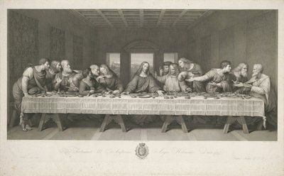 A Última Ceia, desenhada por Teodoro Matteini, gravada por Raphael Morghen (gravura) de Leonardo da (after) Vinci