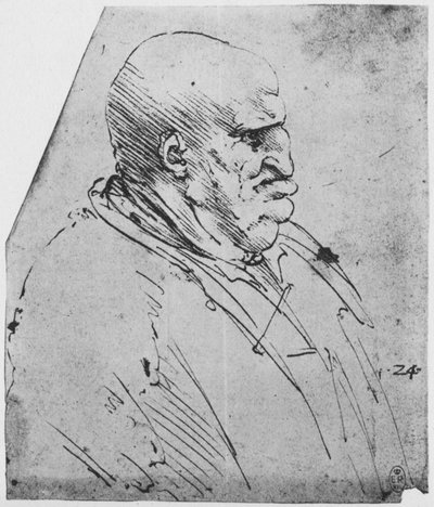 Um perfil grotesco de um homem à direita, c1480 1945 de Leonardo da Vinci