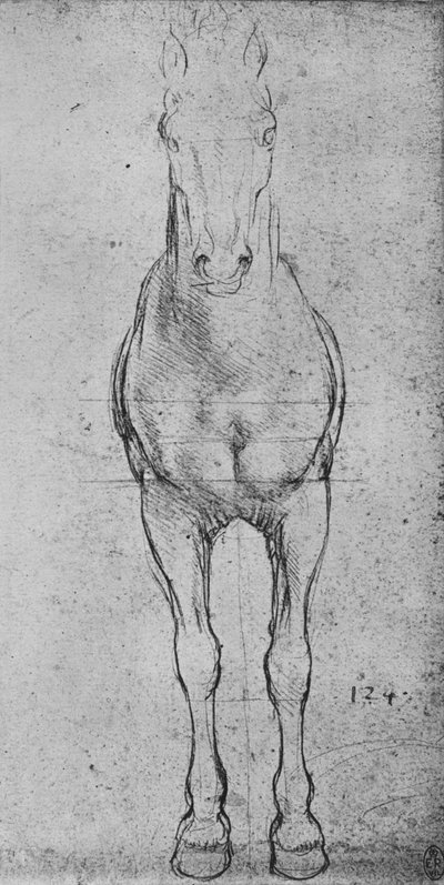 Um cavalo visto de frente, c1480 1945 de Leonardo da Vinci