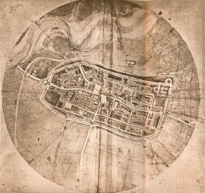 Um mapa que representa a cidade de Imola, Itália, c1472-c1519 1883 de Leonardo da Vinci