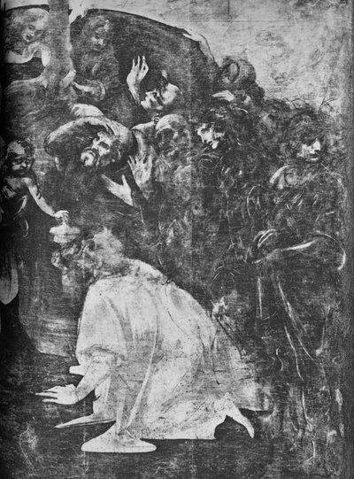 Adoração dos Magos - porção inferior direita, c1481 1945 de Leonardo da Vinci