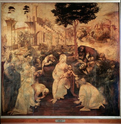 Adoração dos Magos - óleo sobre madeira de Leonardo da Vinci
