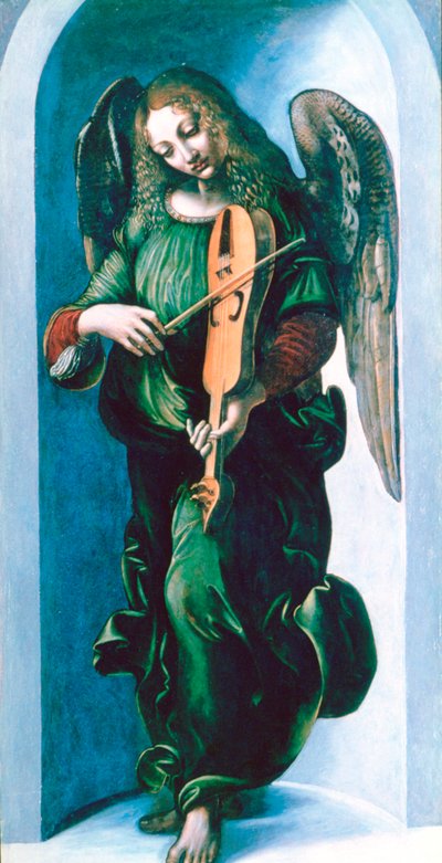 Um anjo em verde com uma Vielle, c1500 de Leonardo da Vinci