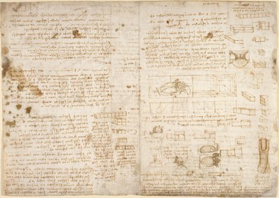 Arundel 263, f.223 Notas, diagramas e esboços do 