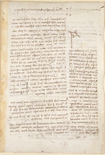 Arundel 263, f.26 Notas e diagramas sobre um método abreviado para medir distâncias, do "Codex Arundel" (caneta e tinta sobre papel) de Leonardo da Vinci