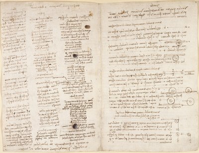 Arundel 263, f.42v, f.43 Textos curtos das profecias de Leonardo (