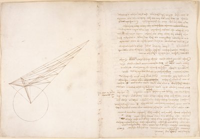 Arundel 263, f.46v, f.57 Diagrama sobre óptica, referente ao problema de Alhazen, do 