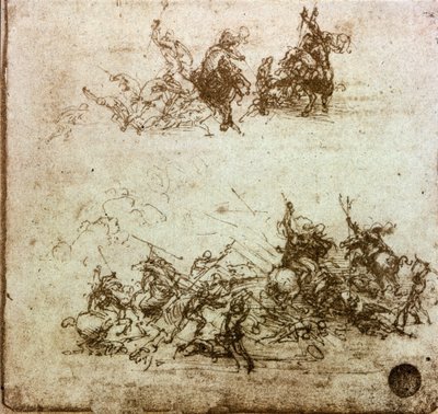 Batalha dos Cavaleiros Estudo para a Batalha de Anghiari de Leonardo da Vinci