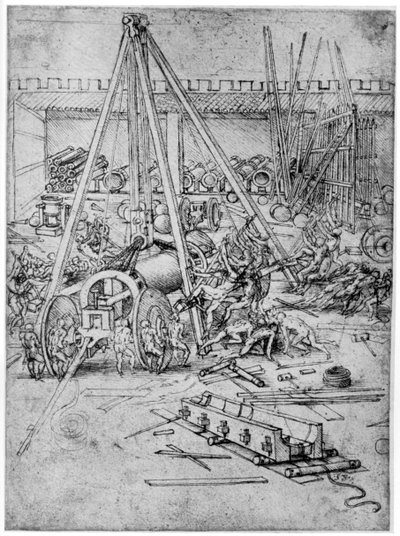 Fundição de canhão, 1487 1954. de Leonardo da Vinci