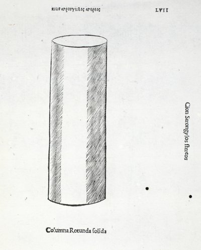 Coluna rotunda sólida, ilustração de &39;Divina Proportione&39; por Luca Pacioli (c.1445-1517), originalmente pub. Veneza, 1509 de Leonardo da Vinci