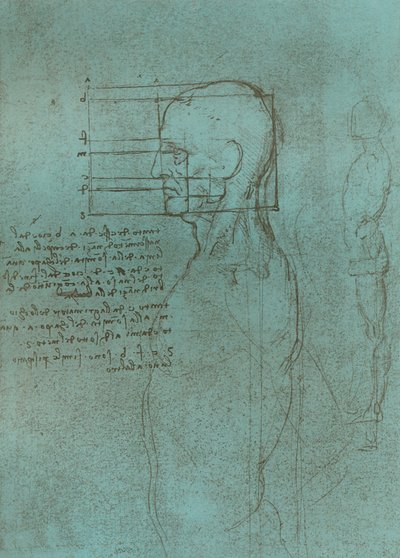 Desenho ilustrando a teoria das proporções da figura humana, c1472-c1519 1883. de Leonardo da Vinci