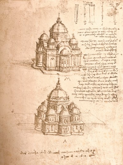 Desenho de igrejas, c1472-c1519 1883 de Leonardo da Vinci