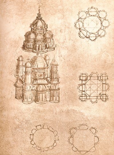 Desenho de igrejas, c1472-c1519 1883 de Leonardo da Vinci