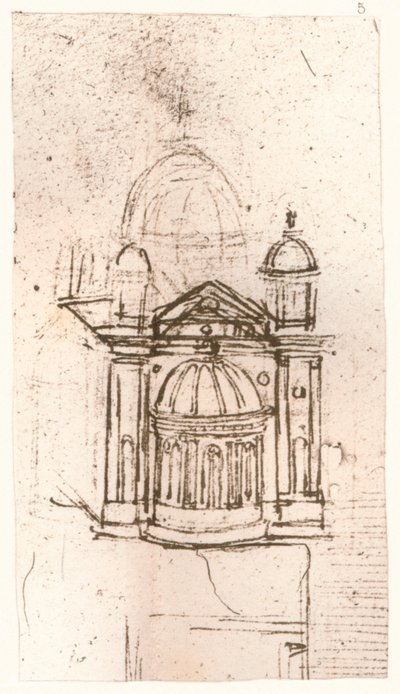 Desenho da arquitetura eclesiástica, c1472-c1519 1883 de Leonardo da Vinci