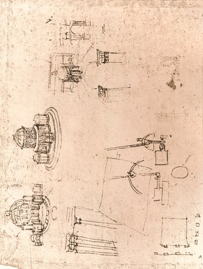 Desenho da arquitetura eclesiástica, c1472-c1519 1883 de Leonardo da Vinci