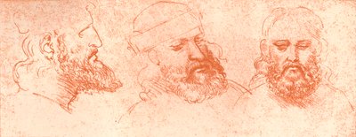 Desenho de cabeças orientais, em giz vermelho, c1472-c1519 1883 de Leonardo da Vinci