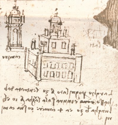 Desenho de projetos para castelos e vilas, c1472-c1519 1883 de Leonardo da Vinci