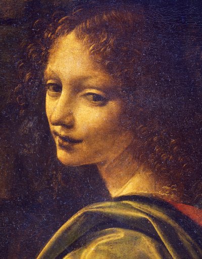 Rosto de anjo, detalhe da Virgem dos Rochedos de Leonardo da Vinci