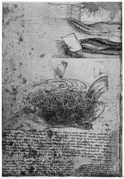 Fluxo de redemoinhos em uma cachoeira, 1509-1511 1954. de Leonardo da Vinci