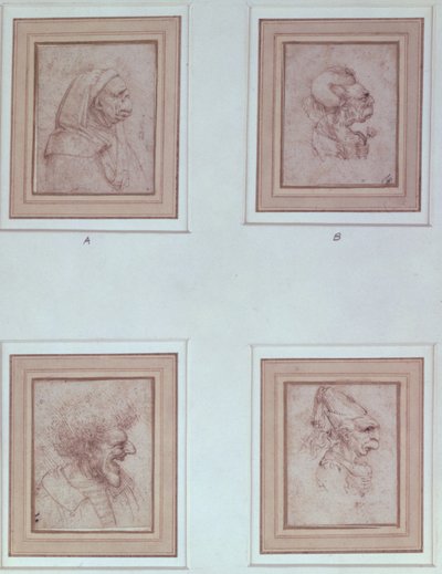 Quatro caricaturas de Leonardo da Vinci