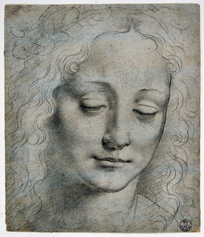 Giovanni Antonio Boltraffio (Beltraffio) (1467 - 1516) (o aluno mais conhecido de Leonard de Vinci): cabeça de um menino coroa de folhas no caminho de Verrocchio, GDSU 425 E de Leonardo da Vinci