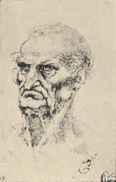 Cabeça de um homem velho três quartos à esquerda, c1480 1945 de Leonardo da Vinci