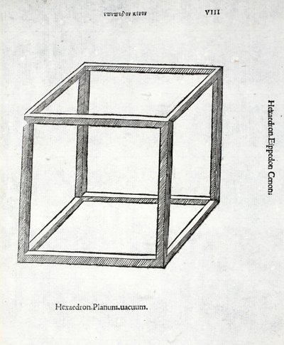 resíduos nível Hexaedron, a partir de uma &39;proporção divina&39; por Luca Pacioli (c.1445-1517), originalmente pub. Veneza de 1509 de Leonardo da Vinci