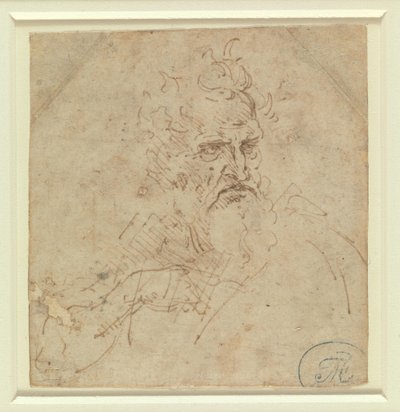 Cabeça de um ancião de ar severo, com o braço direito de Leonardo da Vinci