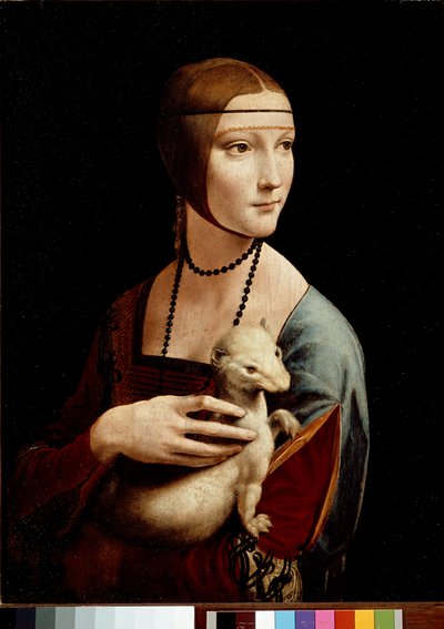 Senhora com um Arminho, Retrato de Cecília Gallerani, c.1490 (óleo e têmpera sobre painel) de Leonardo da Vinci