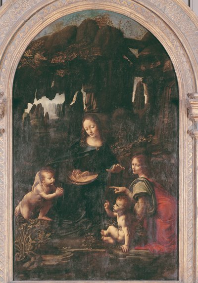 Madonna of the Rocks, c.1478 (óleo sobre painel transferido para tela) de Leonardo da Vinci