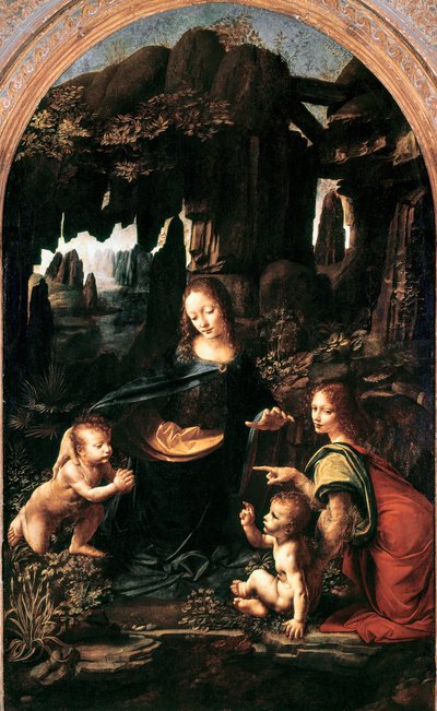 Madonna of the Rocks, c.1483-94 (óleo sobre painel transferido para tela) de Leonardo da Vinci