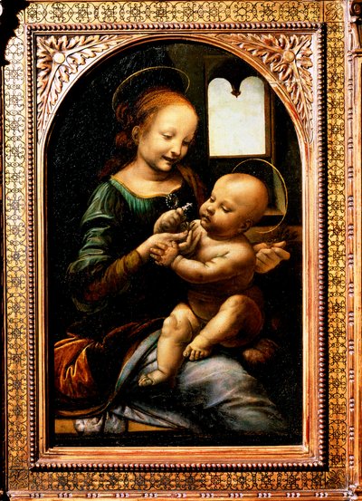 Madonna com uma flor, Madonna Benois, 1478. de Leonardo da Vinci