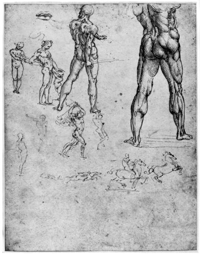 Estudos nus para A Batalha de Anghiari, c1503-1505 1954 de Leonardo da Vinci