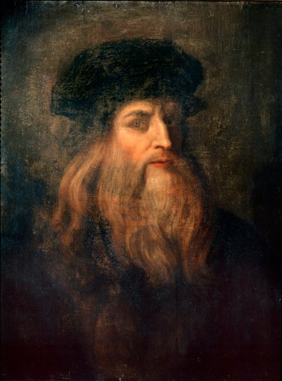 Auto-retrato presumido (retrato Lucan de de Vinci) - tempera em painel de Leonardo da Vinci