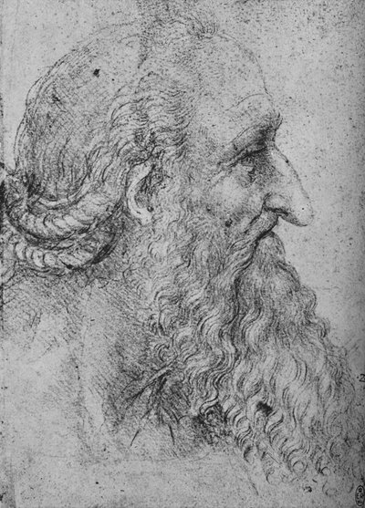 Perfil de um homem velho e barbudo à direita, c1480 1945 de Leonardo da Vinci