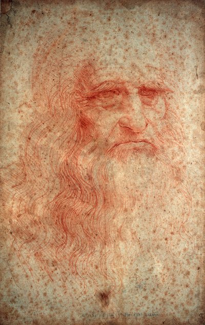 Auto-retrato de Leonardo da Vinci, pintor italiano, escultor, engenheiro e arquiteto, c1513 de Leonardo da Vinci