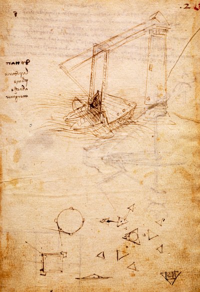 Navio, do Codex Trivulzianus, folio 2 recto de Leonardo da Vinci