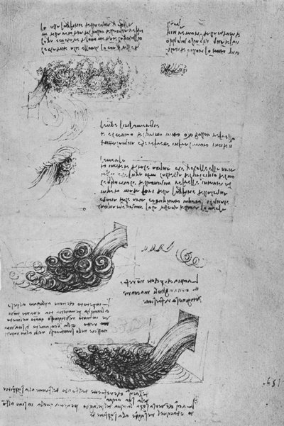 Estudos das formações aquáticas, c1480 1945 de Leonardo da Vinci