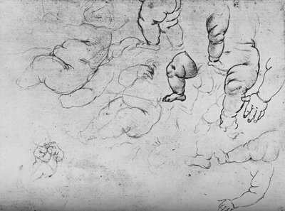 Estudos de uma Criança, c1490 1945 de Leonardo da Vinci