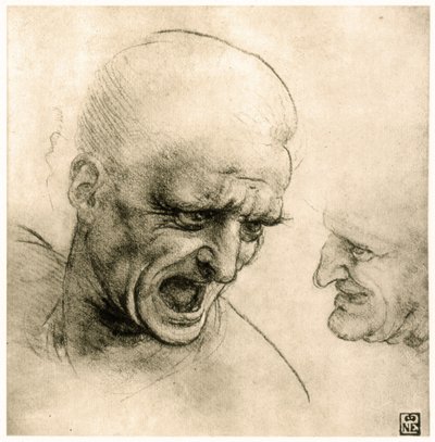 Estudar para a cabeça de um guerreiro de Leonardo da Vinci